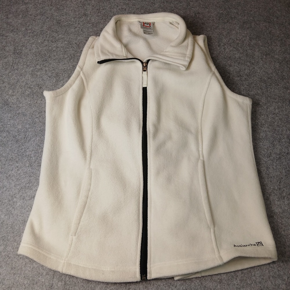 Avalanche Fleece Vest Women Large White‎ Full Zip Outdoor Layering Sleeveless